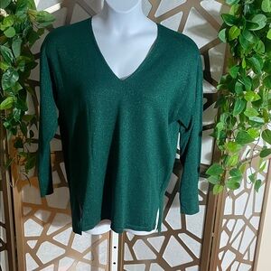 INC International Concepts Green V-Neck Sweater